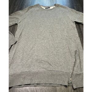 Zara Man Mens Sweatshirt L Gray Long Sleeve Pullover Side Zip Casual Top